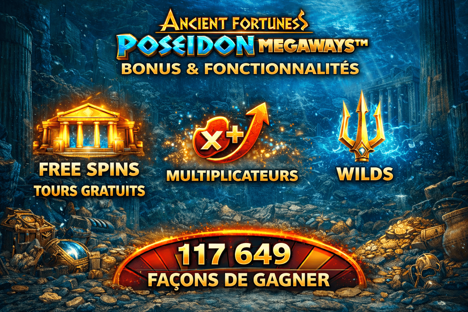 Ancient Fortunes Poseidon Megaways – Bonus et fonctionnalités : Free Spins, multiplicateurs progressifs et symboles Wild