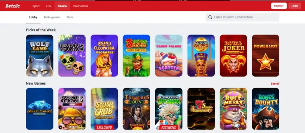 Jeux Disponibles sur Betclic Casino