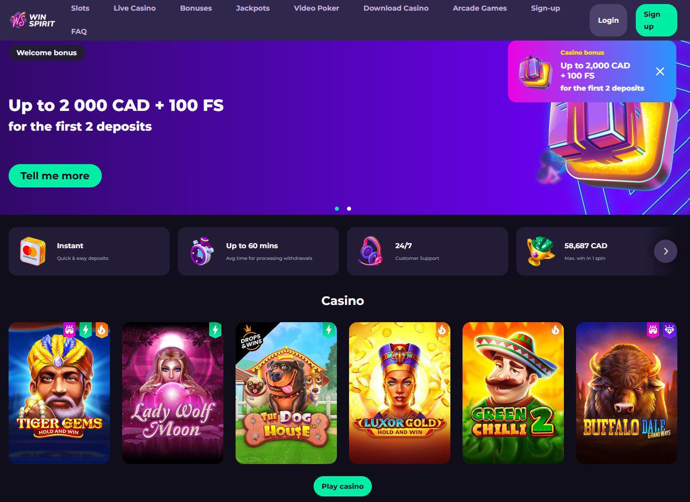 WinSpirit Online Casino Promo Code für Spieler aus Deutschland