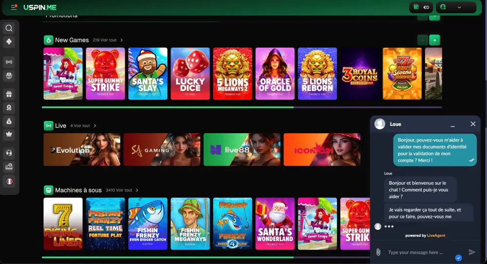 🎰 Jeux disponibles : machine à sous, live casino et plus encore