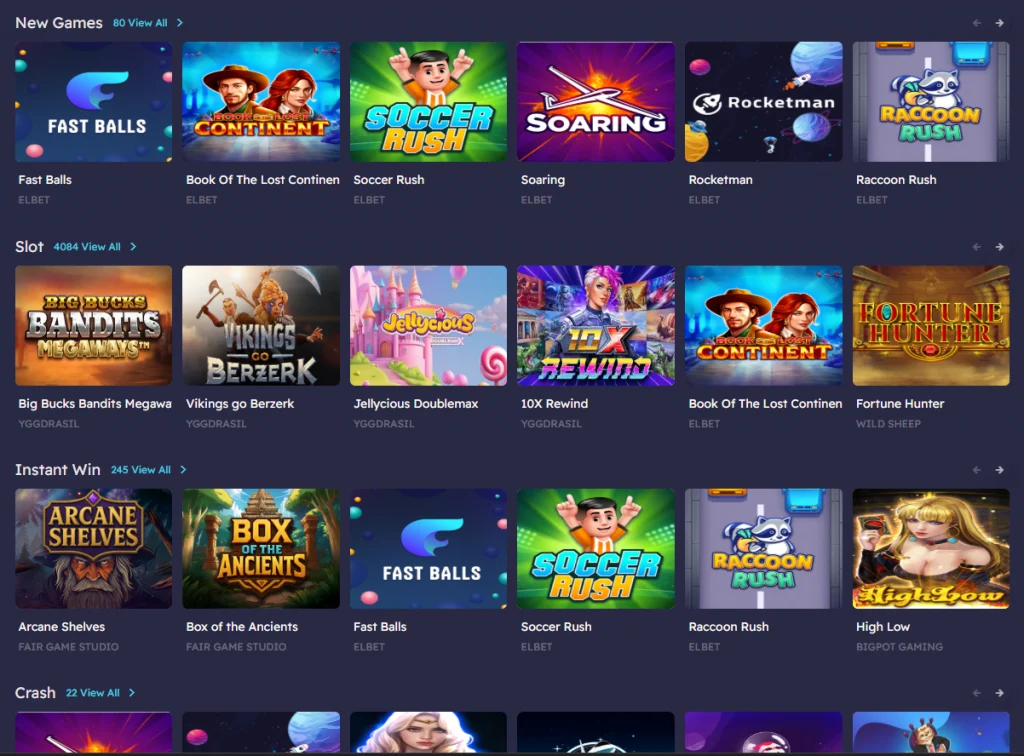 Jeux disponibles sur Casino Peaches