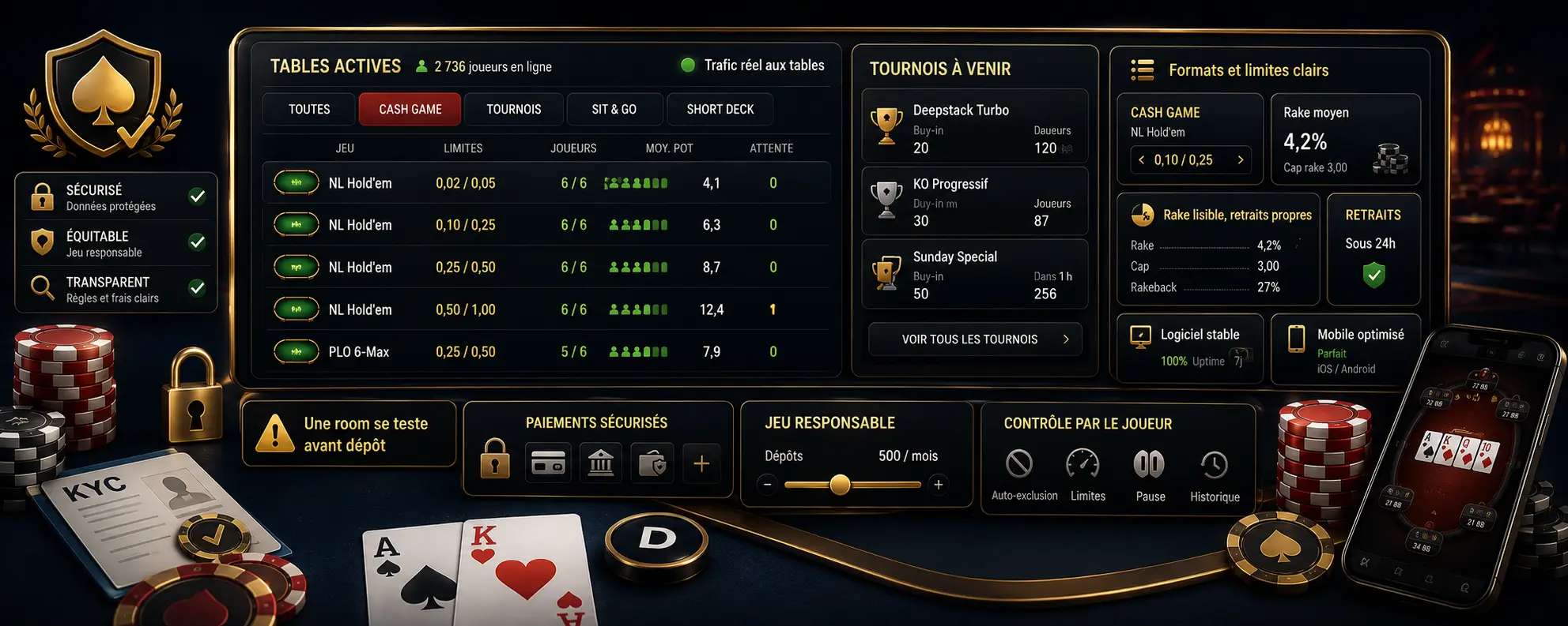 Ce qui compte dans une room de poker en ligne