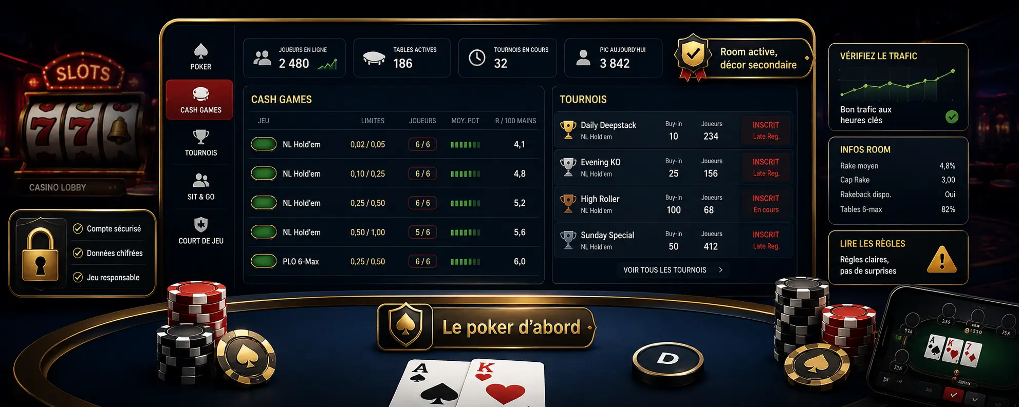 Le vrai casino poker en ligne met la room avant le décor
